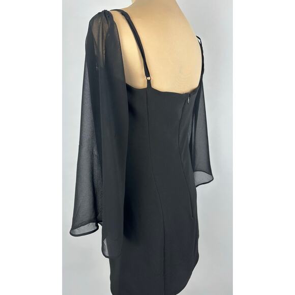 Privacy Please Revolve Size Medium Laguna Mini Dress Black Chiffon Sleeves - Picture 3 of 9